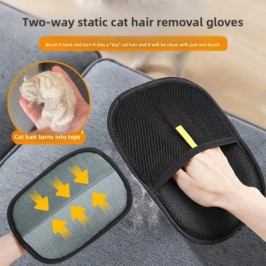 Two-Way Static Pet Hair Removal Glove – Double-Sided Electrostatic Grooming & Lint Cleaner