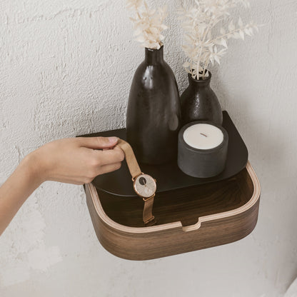 Minimalist Wooden Floating Shelf Drawer, Bedside Table, 4 Colors-1