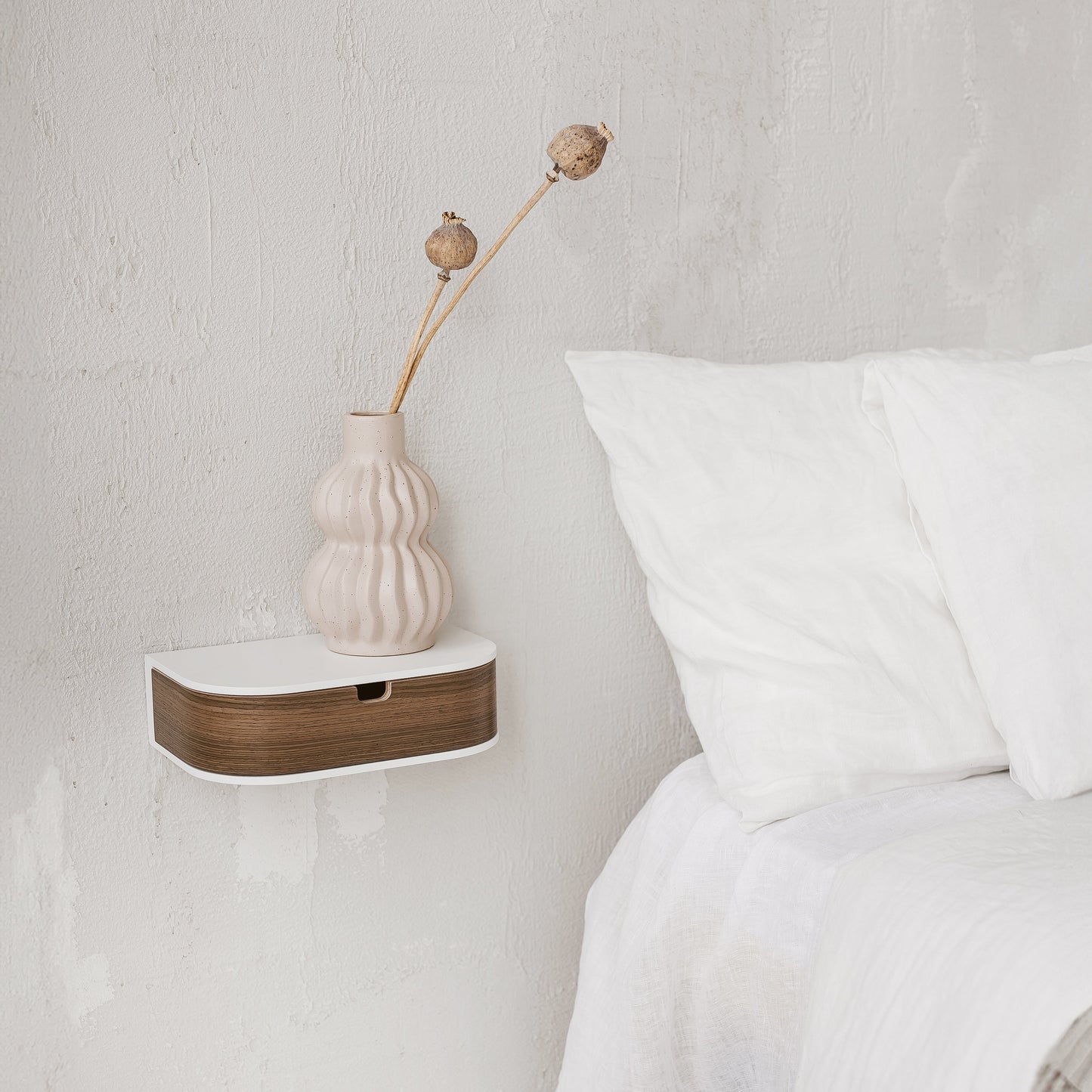 Minimalist Wooden Floating Shelf Drawer, Bedside Table, 4 Colors-3