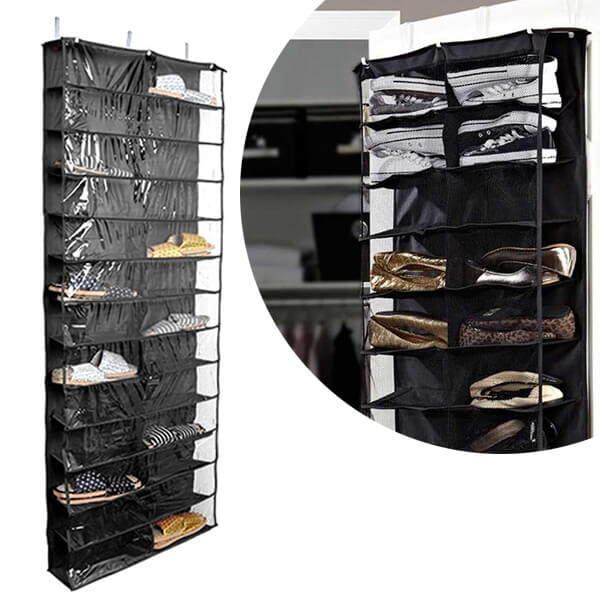 Door-mounted shoe storage black-2